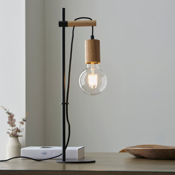 Rafe Wooden & Black Table Lamp