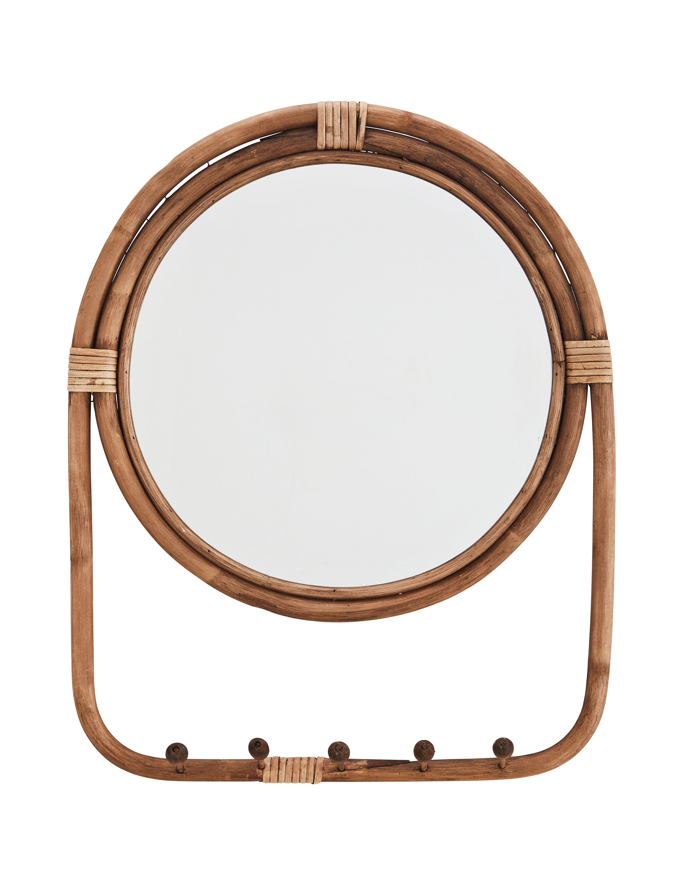 Rattan Round Mirror With Hanging Hooks The Den & Now