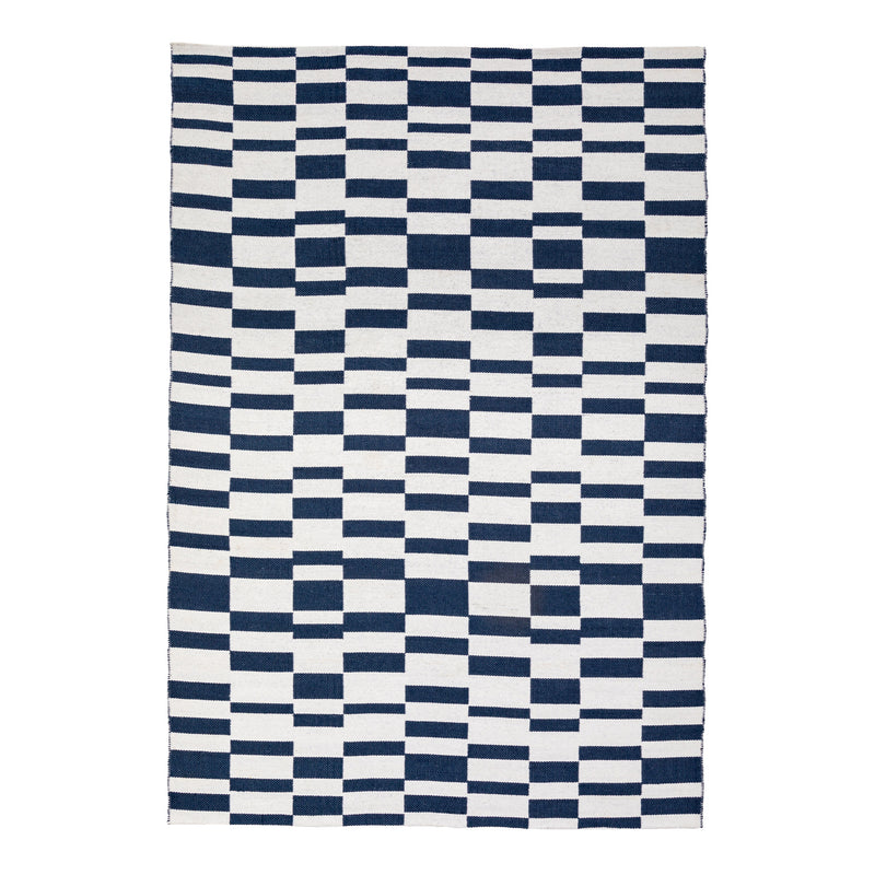 Rutna Geometric Blue Rug - Large