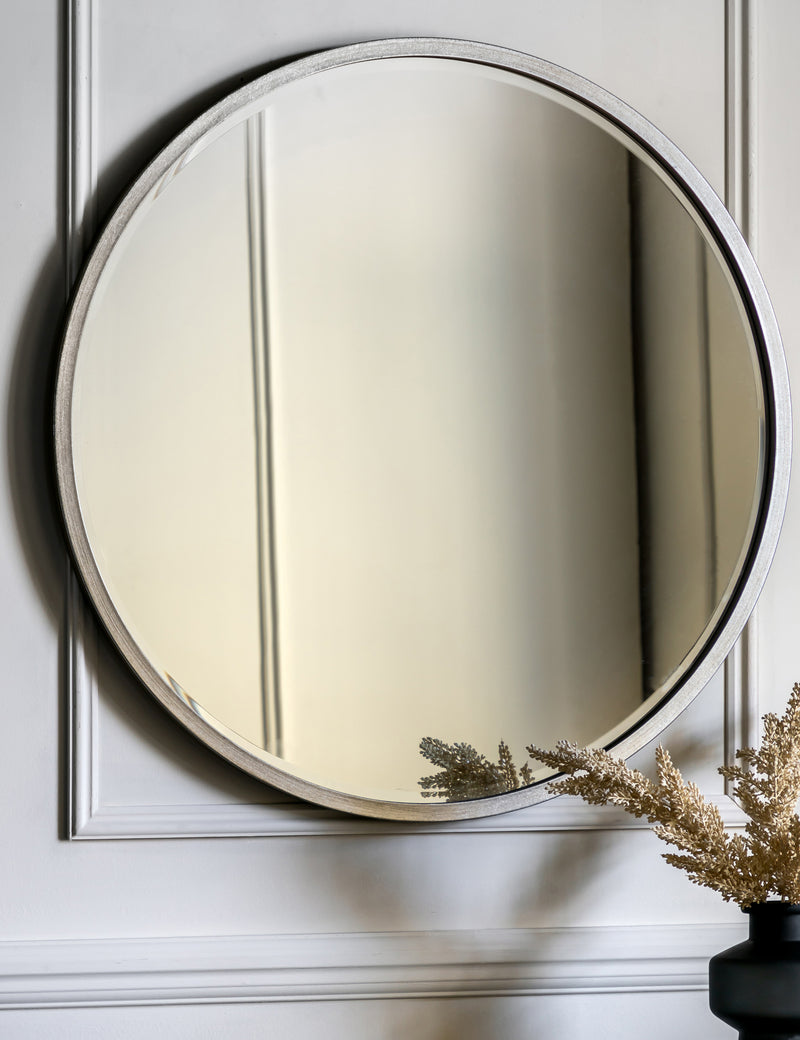 Silver Round Mirror - Large