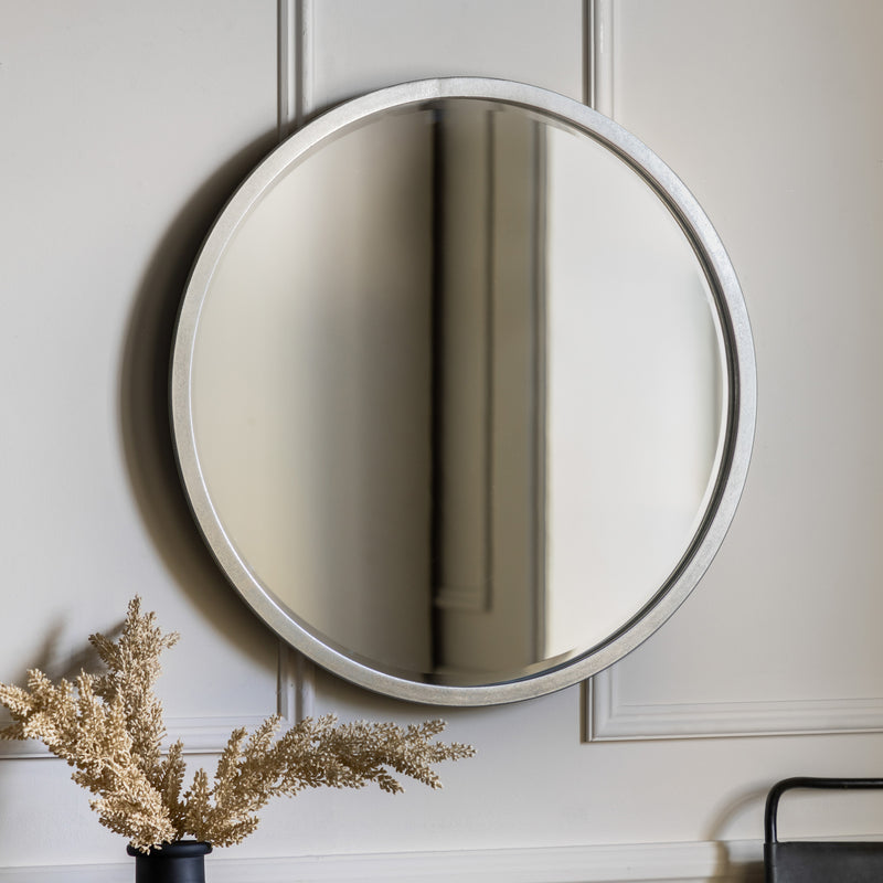 Silver Round Mirror