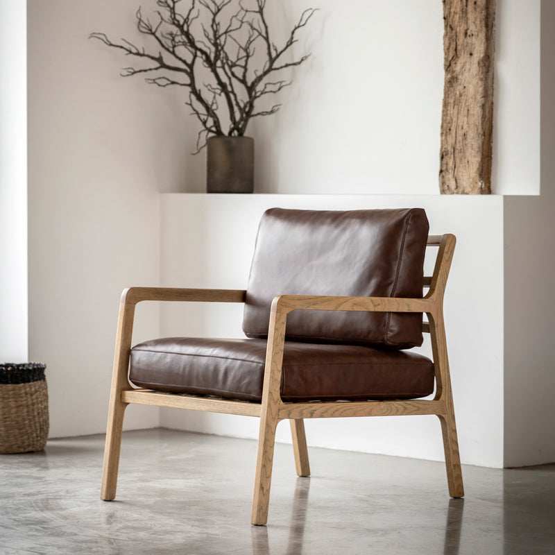 Tiveden Brown Leather Accent Chair