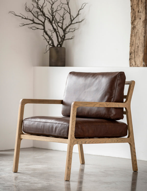 Tiveden Brown Leather Accent Chair