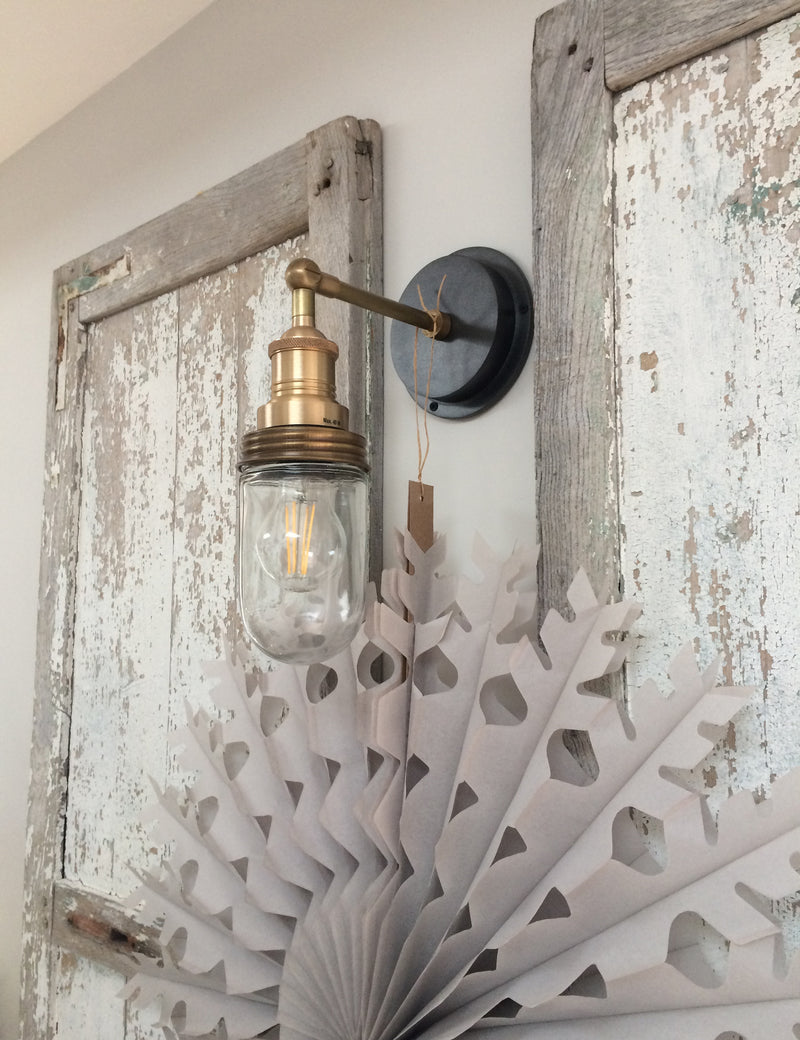 Industrial Brooklyn Outdoor & Bathroom Brass Wall Light by Industville