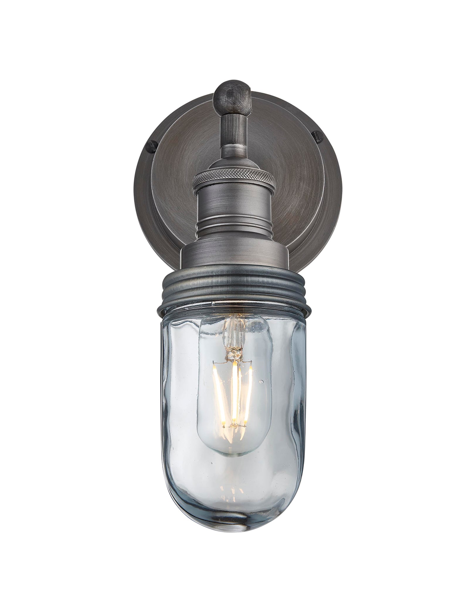Industrial Brooklyn Outdoor Bathroom Pewter Wall Light by Industvill The Den Now