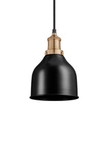 Industrial Brooklyn Cone Black Pendant Light by Industville - Brass Holder