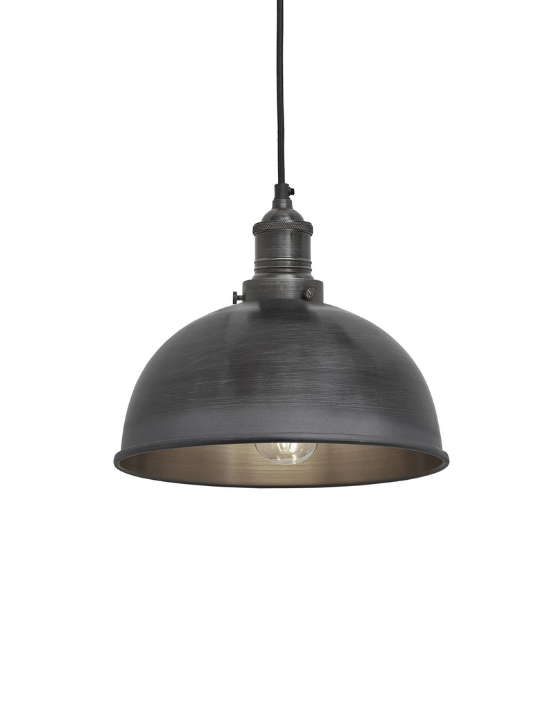 Industrial Brooklyn Small Dome Pewter Pendant Light by Industville - Pewter Holder