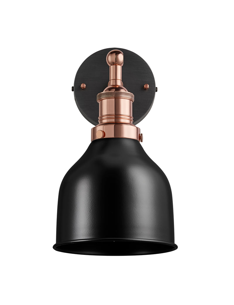 Industrial Brooklyn Cone Black Wall Light by Industville - Copper Holder