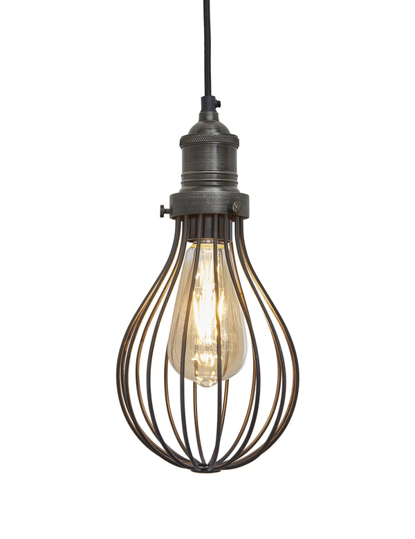 Industrial Brooklyn Balloon Cage Pewter Pendant Light by Industville