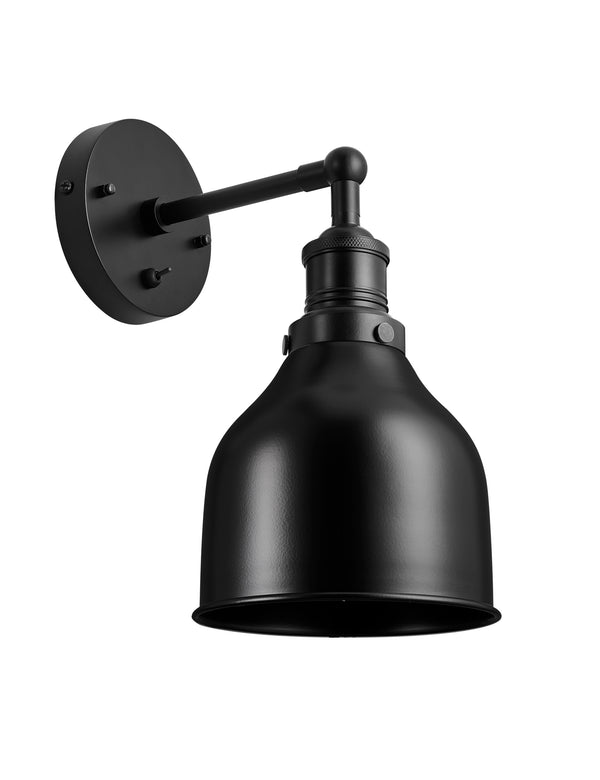 Industrial Brooklyn Cone Black Wall Light by Industville - Black Holder