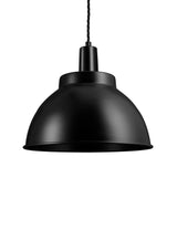 Industrial Sleek Dome Black Pendant Light by Industville - Black Holder