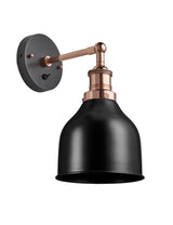 Industrial Brooklyn Cone Black Wall Light by Industville - Copper Holder