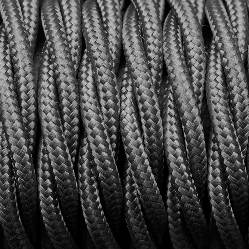 Grey Twisted Three-Core Braided Fabric Flex by Industville
