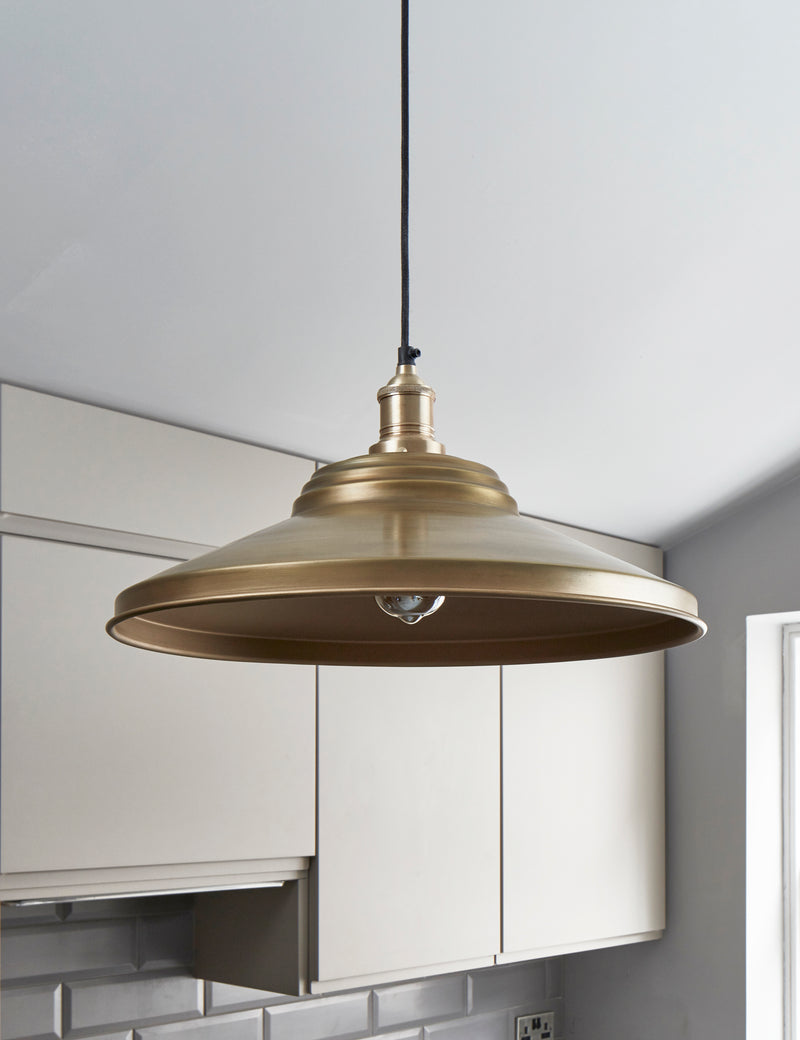 Industrial Brooklyn Giant Step Brass Pendant Ceiling Light by Industville