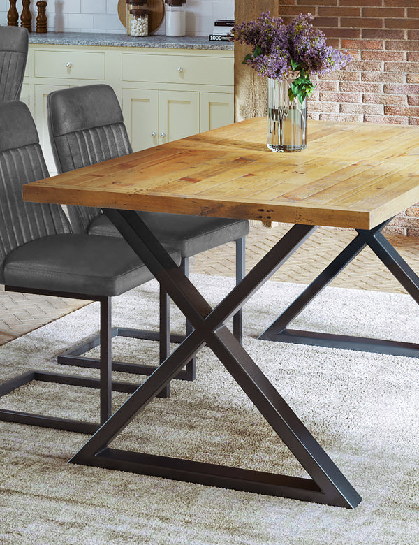 Industrial Rustic Grey Dining Chairs (Pair)