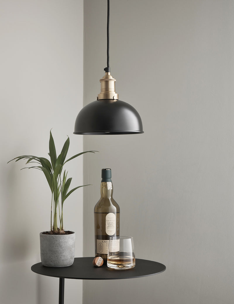 Industrial Brooklyn Small Dome Black Pendant Light by Industville