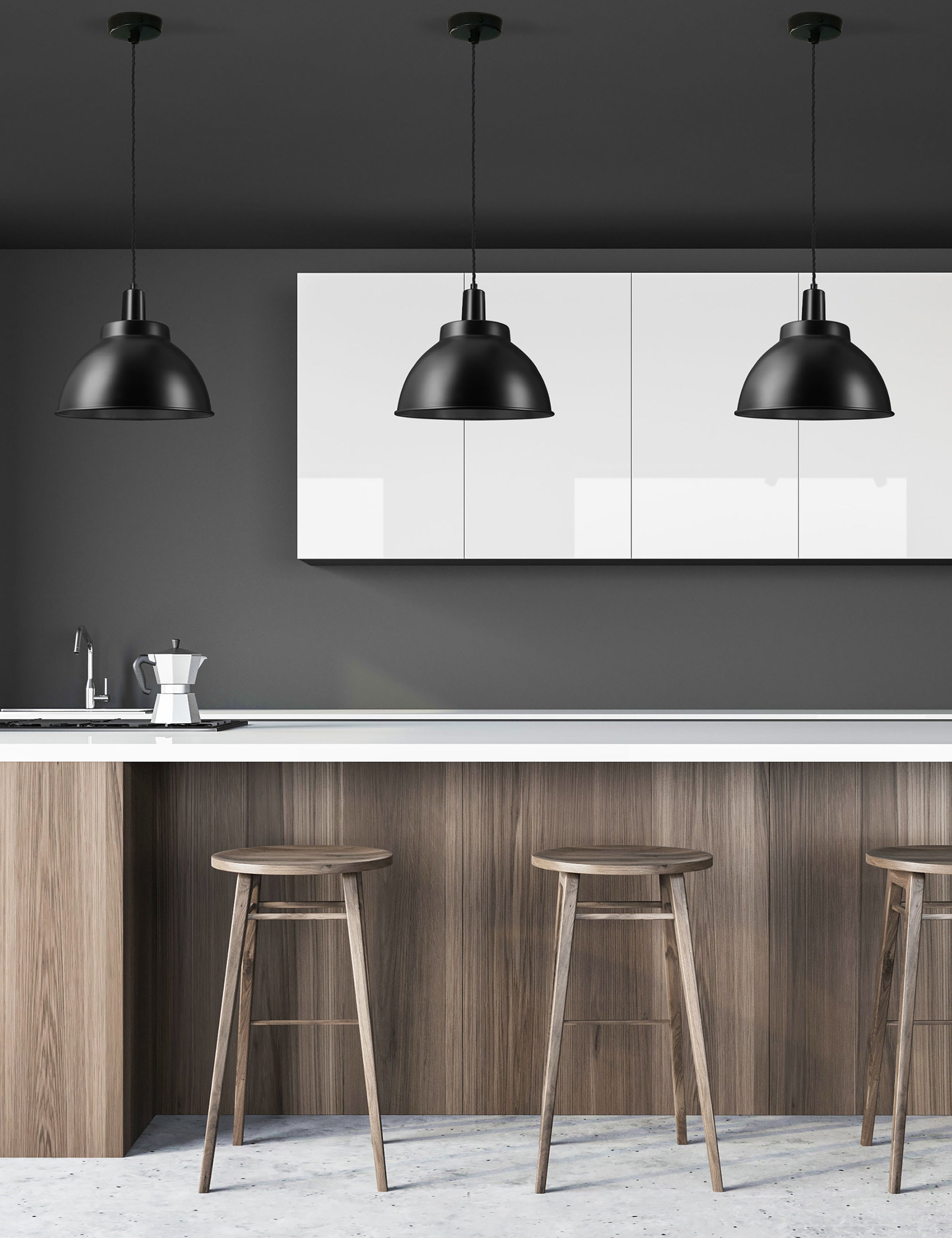 Industrial Sleek Dome Black Pendant Light by Industville – The Den & Now