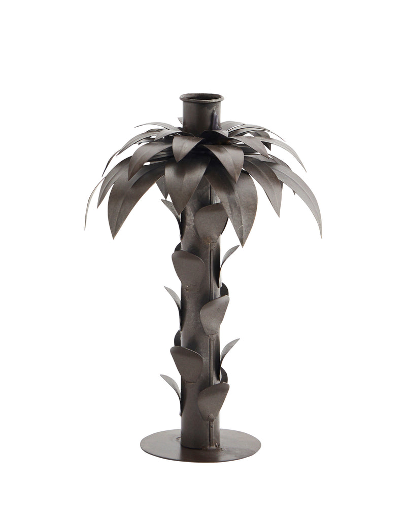 Antique Brown Palm Tree Candle Holder