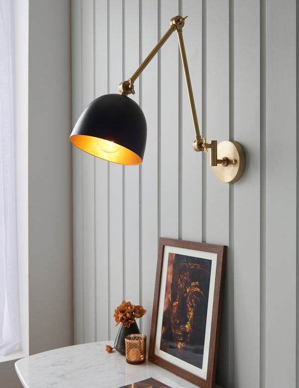 Antique Brass & Black Wall Lamp