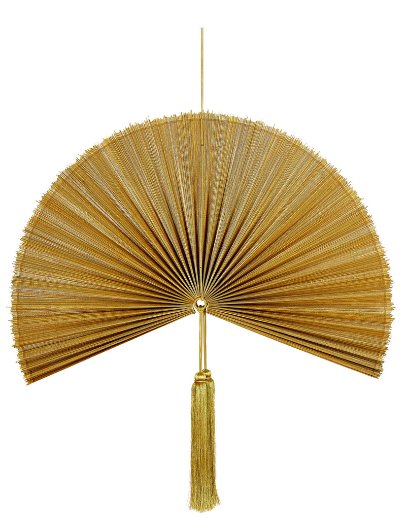 Bamboo Fan Wall Hanging Decor - Gold
