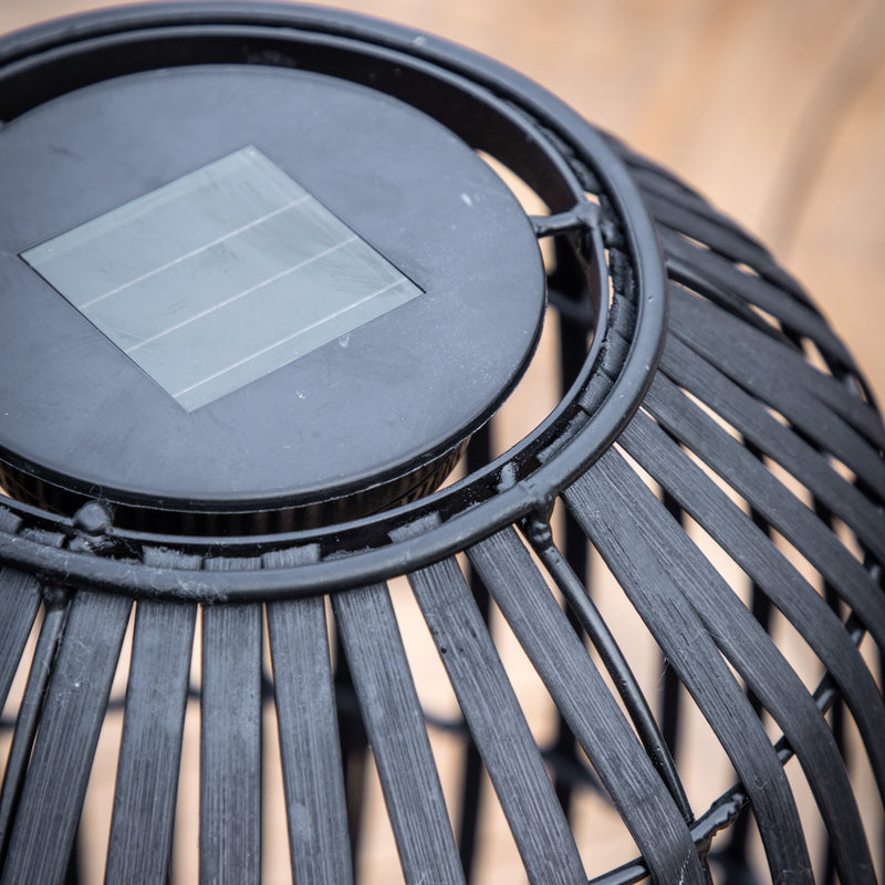 Bamboo Outdoor LED Solar Lanterns - Black