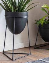 Black Cone Planter With Stand - Large