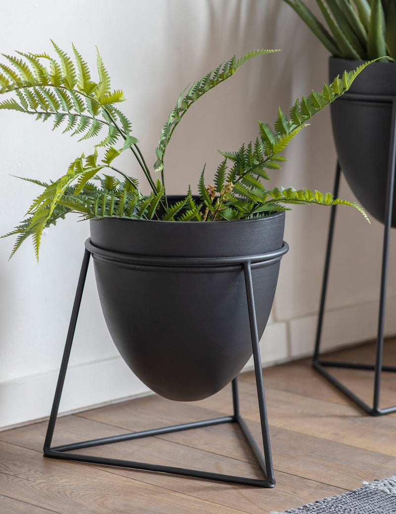 Black Cone Planter With Stand - Small