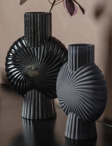 Black Ribbed Organic Vases