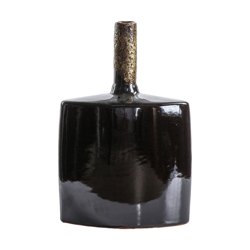 Black Stoneware Lava Vase