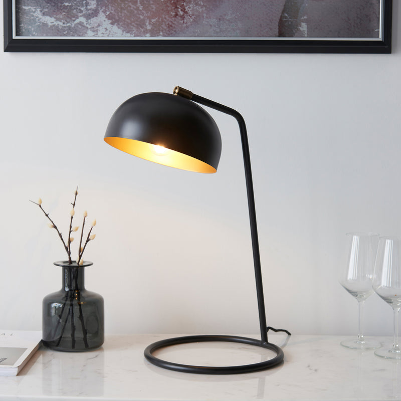 Black & Black & Brass Desk Lamp