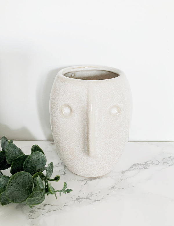 Ceramic Small Face Vases - Off White Natural