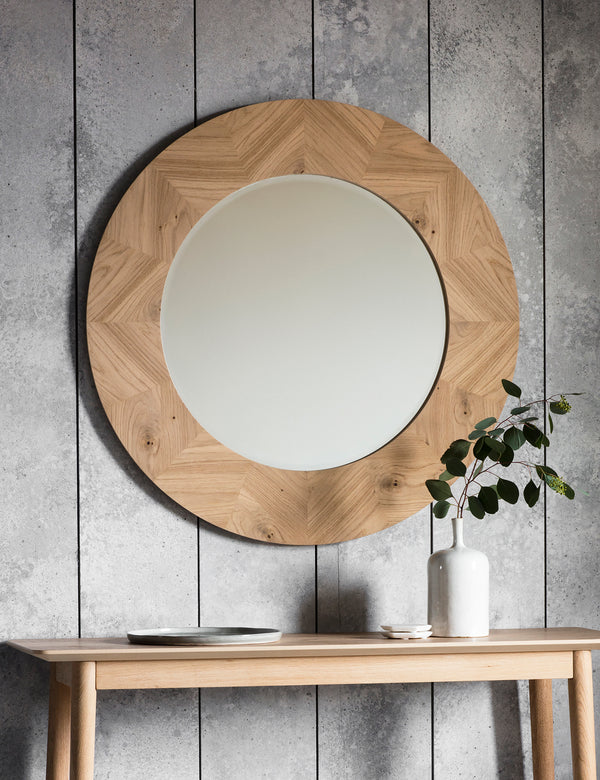 Copenhagen Oak Large Round Mirror