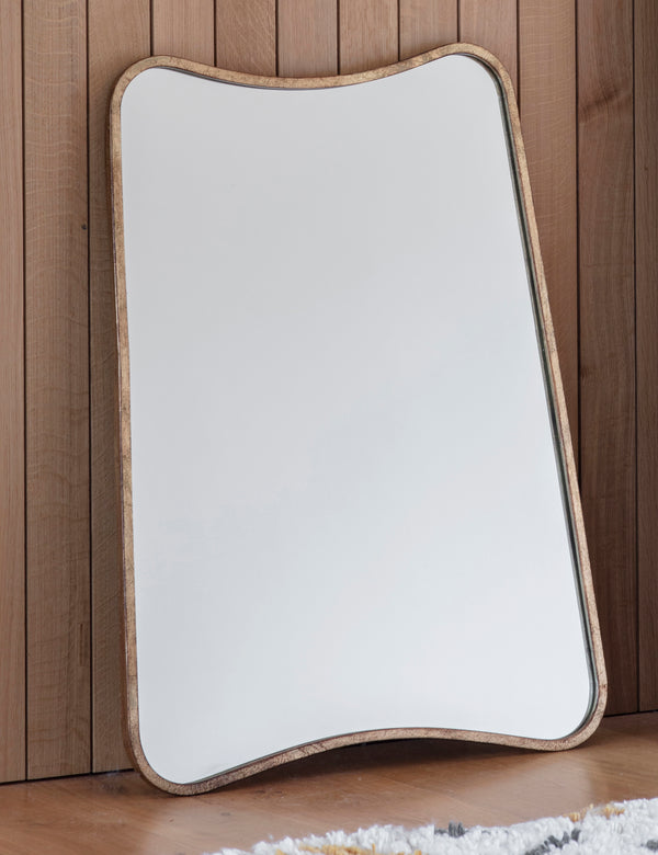 Curved Rectangle Gold Mirror