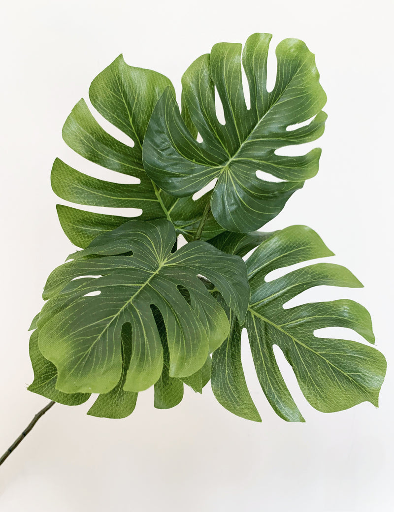 Faux Monstera 'Cheese Plant' Five Leaf Spray