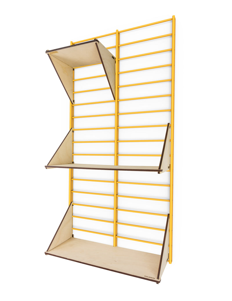 Fency Reclaimed Small Wall Storage Shelving Unit - Yellow - Laser Wood Shelves