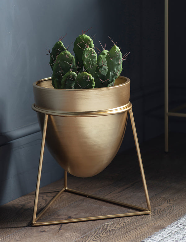 Gold Cone Planter With Small Stand