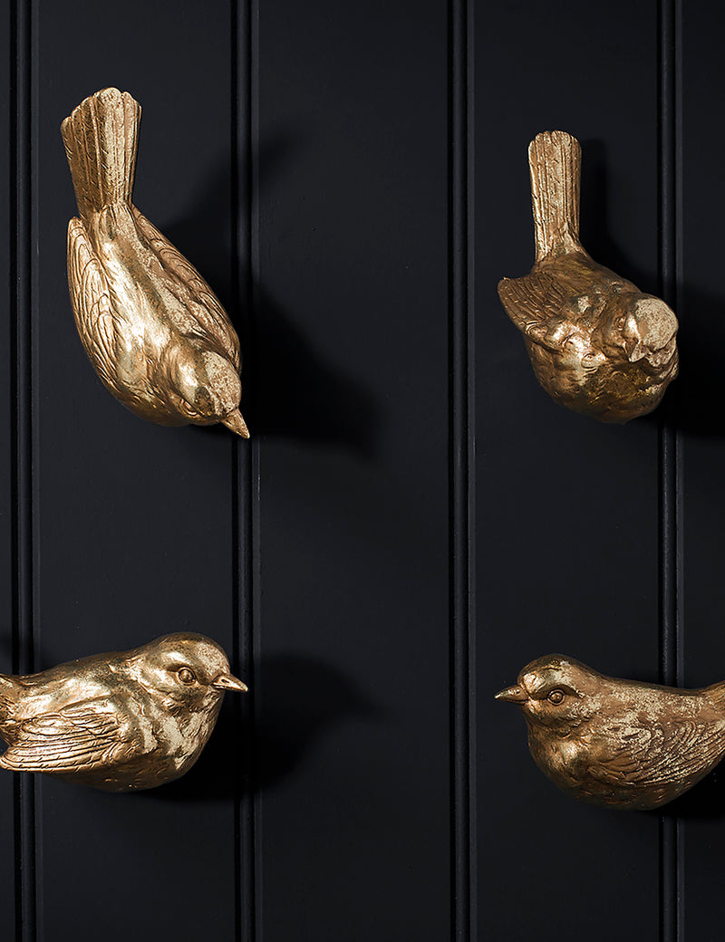 Gold Decorative Bird Wall Hooks