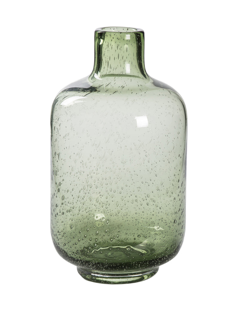 Green Glass Round Vase - Tall