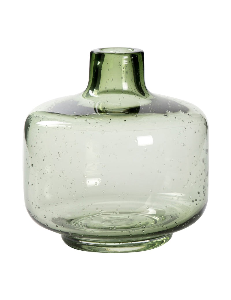 Green Glass Round Vase - Small