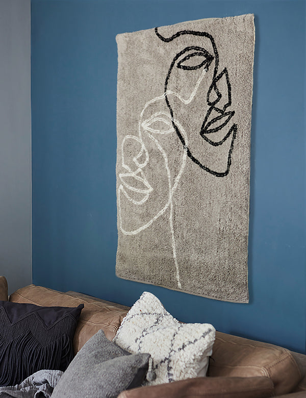 Grey Cotton Abstract Duo Face Rug
