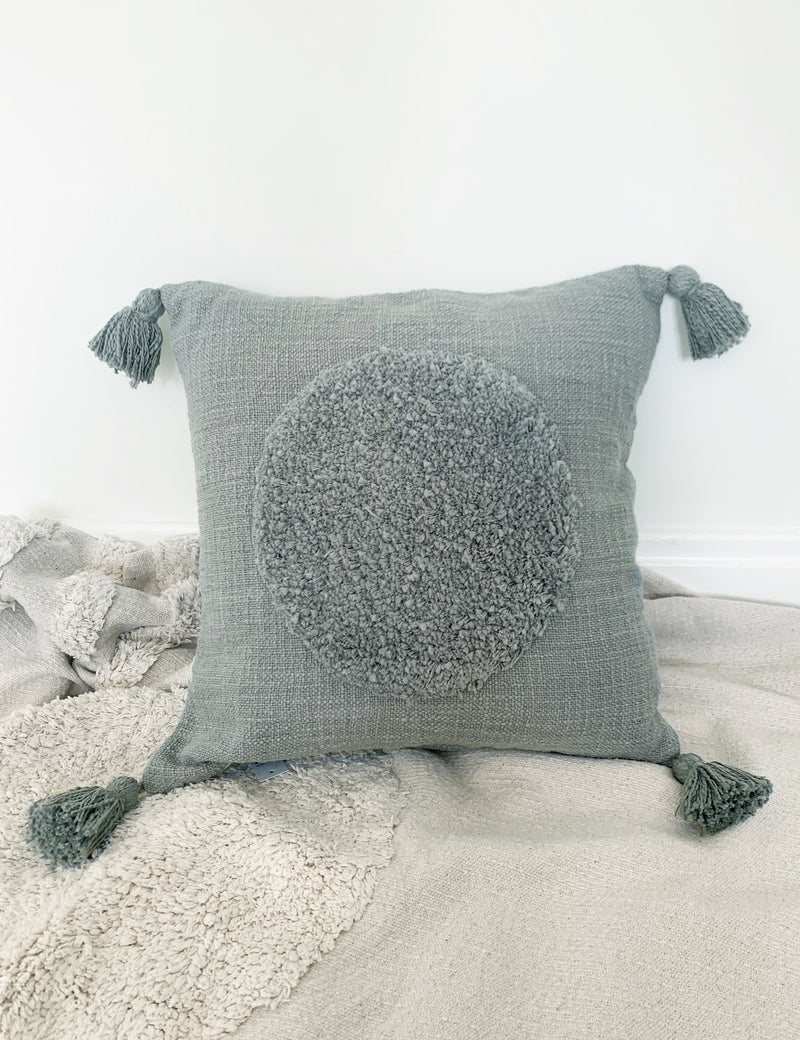Grey Organic Cotton Boho Cushion