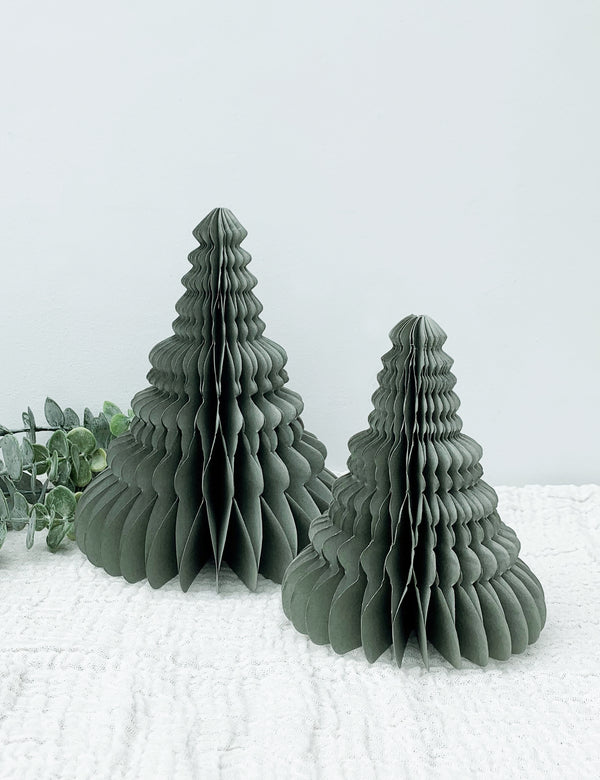 Honeycomb Grey Paper Standing Trees (Pack of Two)