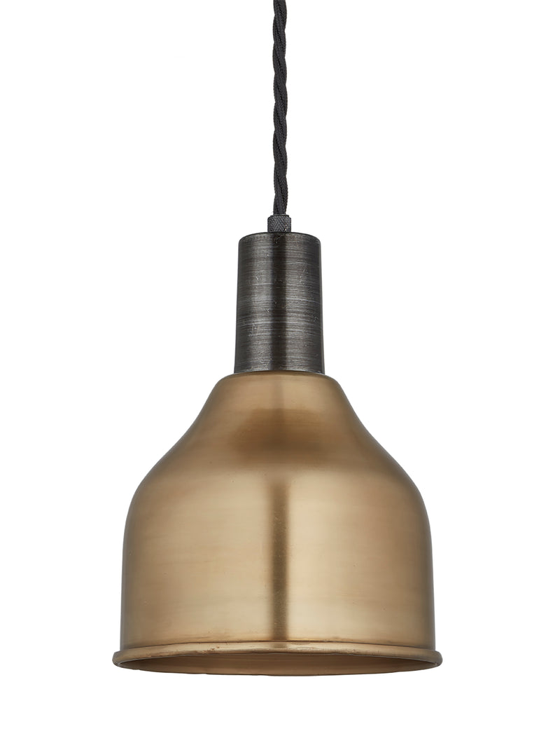 Industrial Brass Sleek Cone Pendant Light by Industville - Pewter Holder