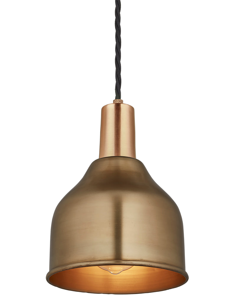 Industrial Brass Sleek Cone Pendant Light by Industville - Brass Holder