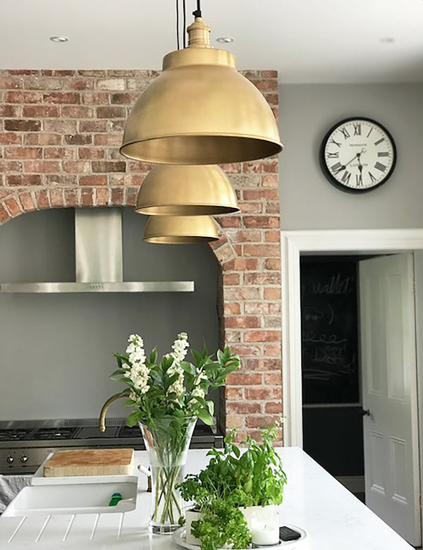 Industrial Brooklyn Dome Brass Pendant Light by Industville