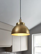 Industrial Brooklyn Dome Brass Pendant Light by Industville