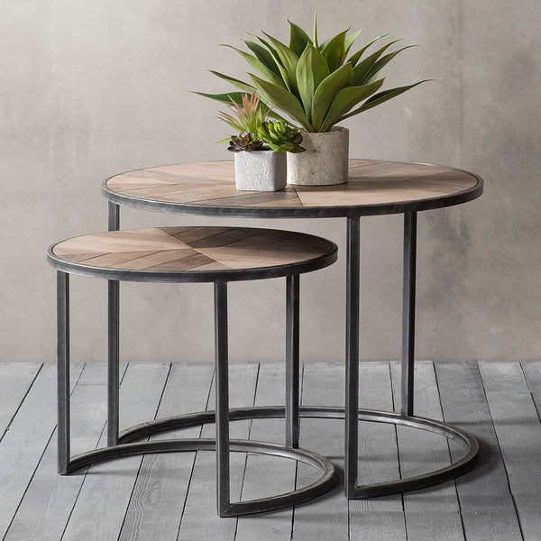 Industrial Nest of Round Side Tables