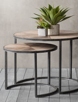 Industrial Nest of Round Side Tables