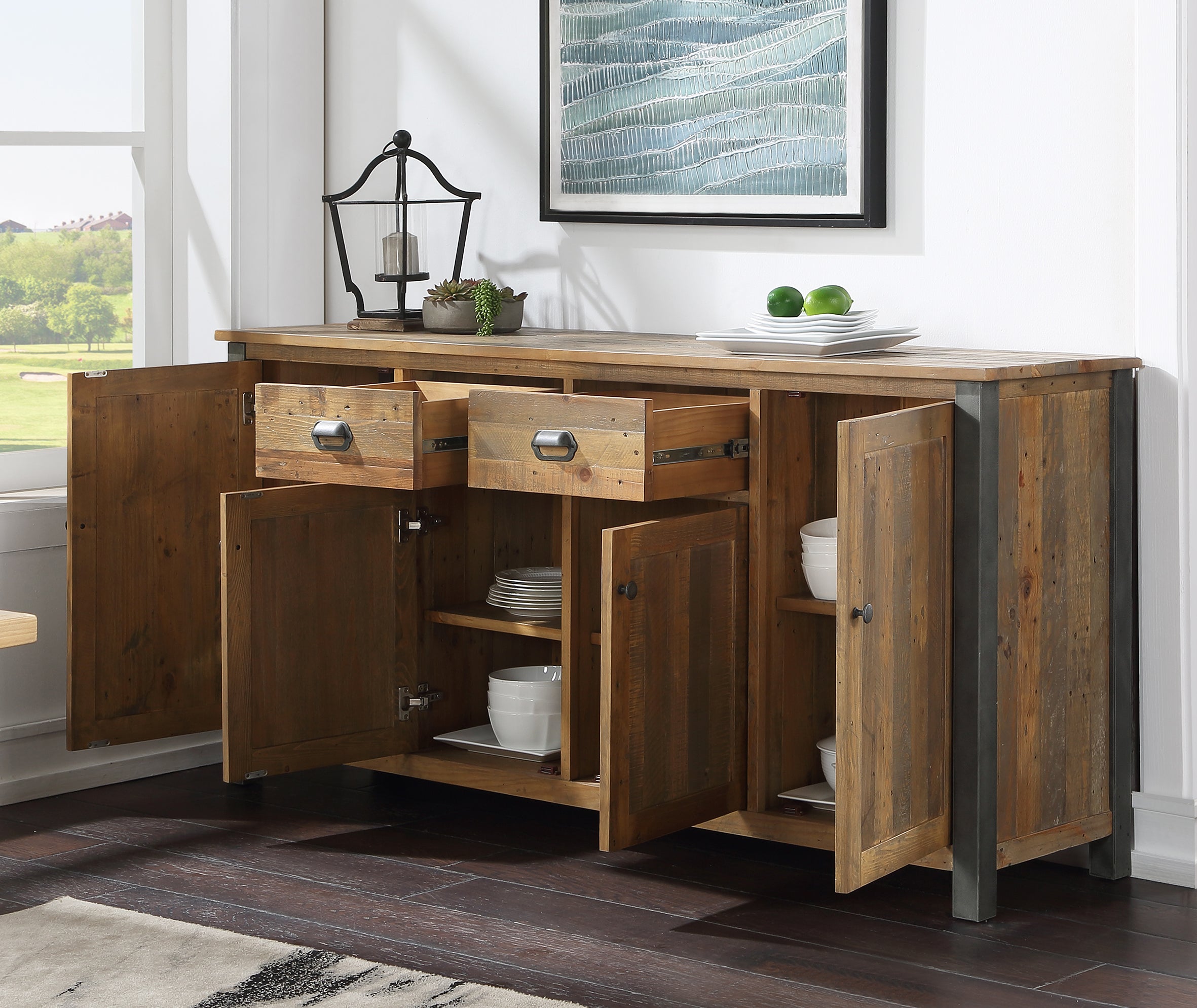 Industrial Rustic Large Sideboard The Den Now   TheDen Now IndustrialRusticLargeSideboard LifestyleOpen 