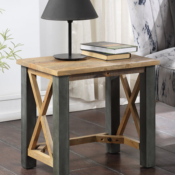 Farmhouse industrial outlet end table